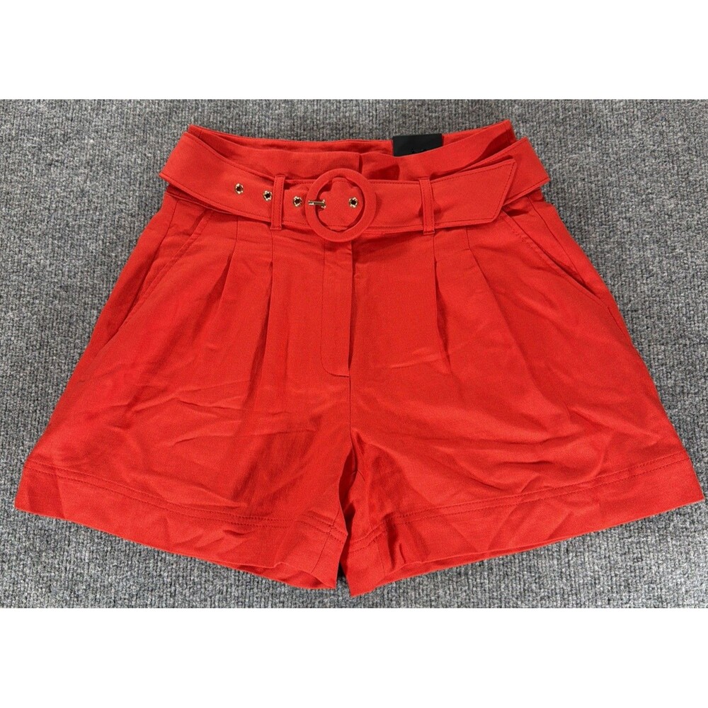 White House Black Market WHBM Flamenco Extra High Rise Belted Shorts Size 4 New